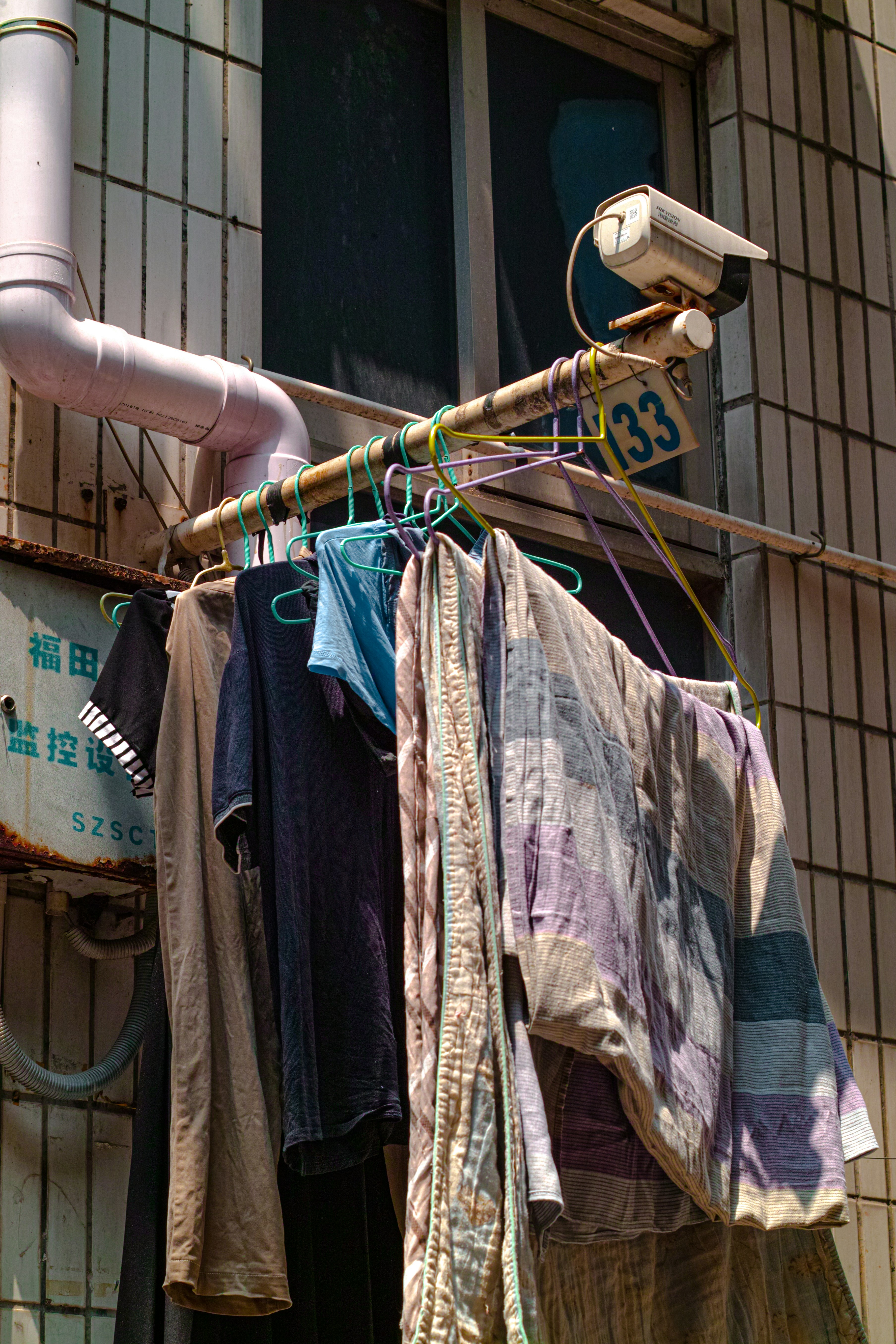 clothes hanged on clothes line